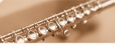 Close-up of a silver concert flute